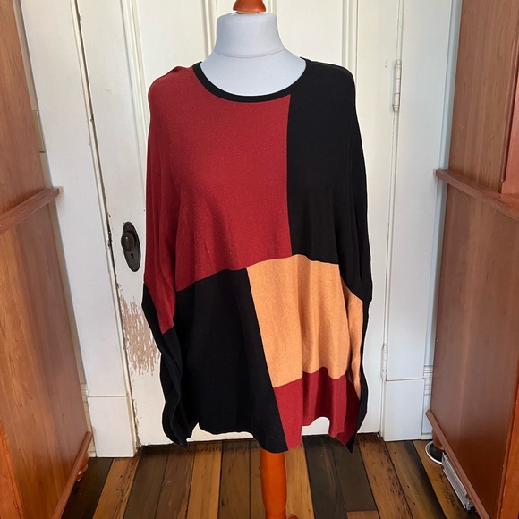 Large size tunic, color block, soft. August Silk, L. Good condition - Picture 1 of 4